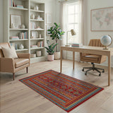 Vibrant Red Multi-Color Southwestern Area Rug