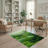 Lush Green Layered Hills Mountains Rug