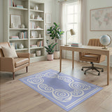 Pale Blue Ornate Swirl Border Area Rug