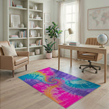 Multi-color and Patterns Vibrant Tie-Dye Spiral Area Rug