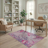 Whimsical Pink Mushroom Botanical Area Rug
