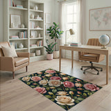 Floral Vintage Vintage Blush Pink Rose Floral Area Rug