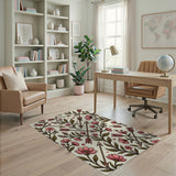 Boho Pink Flowers Arrows Area Rug