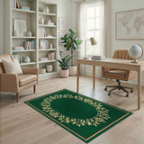 Ornate Green Floral Filigree Area Rug