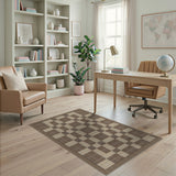 Timeless Brown Tan Plaid Woven Area Rug