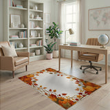 ODIKA Autumn Pumpkin & Maple Leaf Washable Non-Slip Low Pile Area Rug