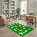 Lucky White Shamrock Green Area Rug