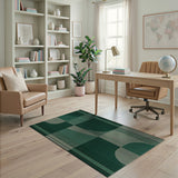 Geometric Modern Green Green Geometric Abstract Area Rug