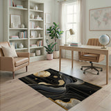 Gold Moon Cosmic Wave Abstract Area Rug