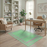 Green Court Grid Geometric Area Rug