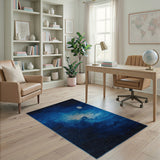 Starry Night Galaxy Moon Area Rug