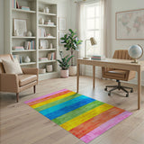 Vibrant Rainbow Stripe Area Rug