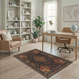 Dark Floral Medallion Persian Area Rug
