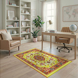 Multi-color and Patterns Traditional Persian Vibrant Yellow Persian Medallion Area Rug