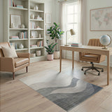 Wavy Beige Grey Abstract Area Rug