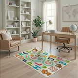 Multi-color and Patterns Playful ABC Alphabet Animals Kids Rug