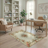 Blush Pink Peony Medallion Floral Vintage Rug