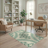Mint Green Leaf Floral Vintage Area Rug