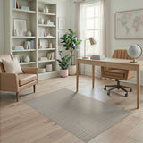 Beige and Neutral Geometric Modern Beige Woven Grid Area Rug