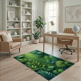 Green Lush Green Monstera Leaf Area Rug