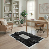 Black Art Deco Geometric Frame Area Rug