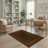 Intricate Orange Geometric Line Art Area Rug