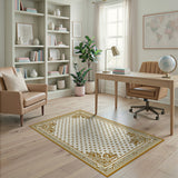 Cream Star Field Persian Rug with Gold Border
