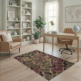 Pink Winged Hearts Mesh Geometric Area Rug