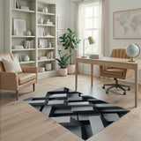 Modern Grey Stacked Cubes Area Rug