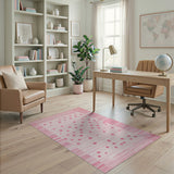 Pink Polka Dot Vertical Stripe Area Rug