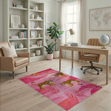 Playful Pink Tigers Landscape Rug