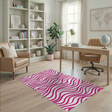Vibrant Pink Wavy Stripe Area Rug