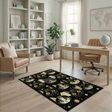 Cosmic Black Gold Cat Faces Area Rug