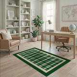 Green Plaid Check Area Rug