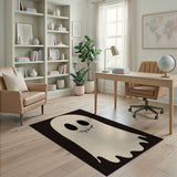 Smiling Cartoon Ghost Black White Area Rug