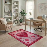 Red Heart Medallion Area Rug