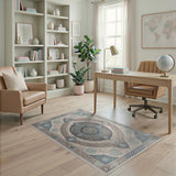 Intricate Blue Teal Persian Medallion Area Rug