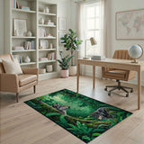Wolves in Lush Green Forest Area Rug