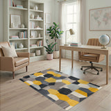 Geometric Modern Yellow Hexagon Geometric Area Rug