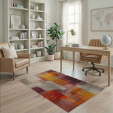 Warm Toned Geometric Abstract Area Rug