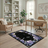 Purple Floral Moon Bat Area Rug