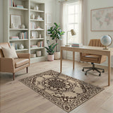 Ornate Beige Mandala Persian Area Rug