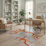 Red Gold Swirl Abstract Area Rug