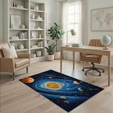 Swirling Cosmic Solar System Area Rug