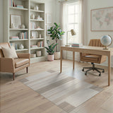 Beige Neutral Striped Woven Beige and Neutral Area Rug