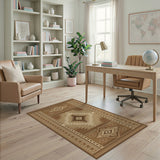 Geometric Brown and Tan Southwestern Geometric Brown Tan Area Rug
