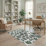 Green Lush Green Leaf Pattern Area Rug