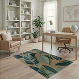 Vibrant Green Monstera Leaves Coastal Rug