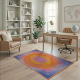 Vibrant Concentric Circles Multi-Color Area Rug