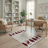 Festive Reindeer Fir Tree Silhouette Area Rug